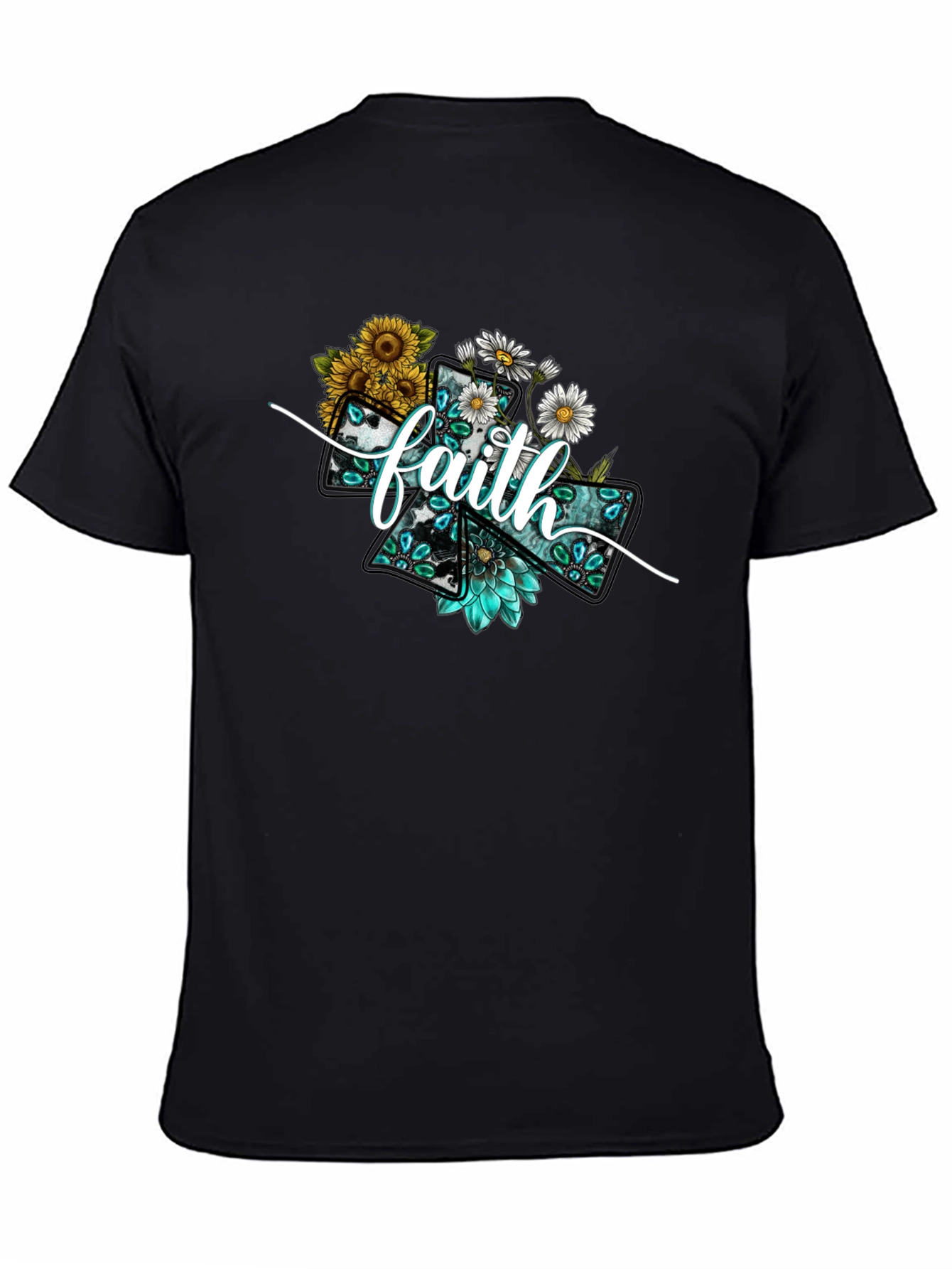 Faith Floral Cross Graphic T-Shirt