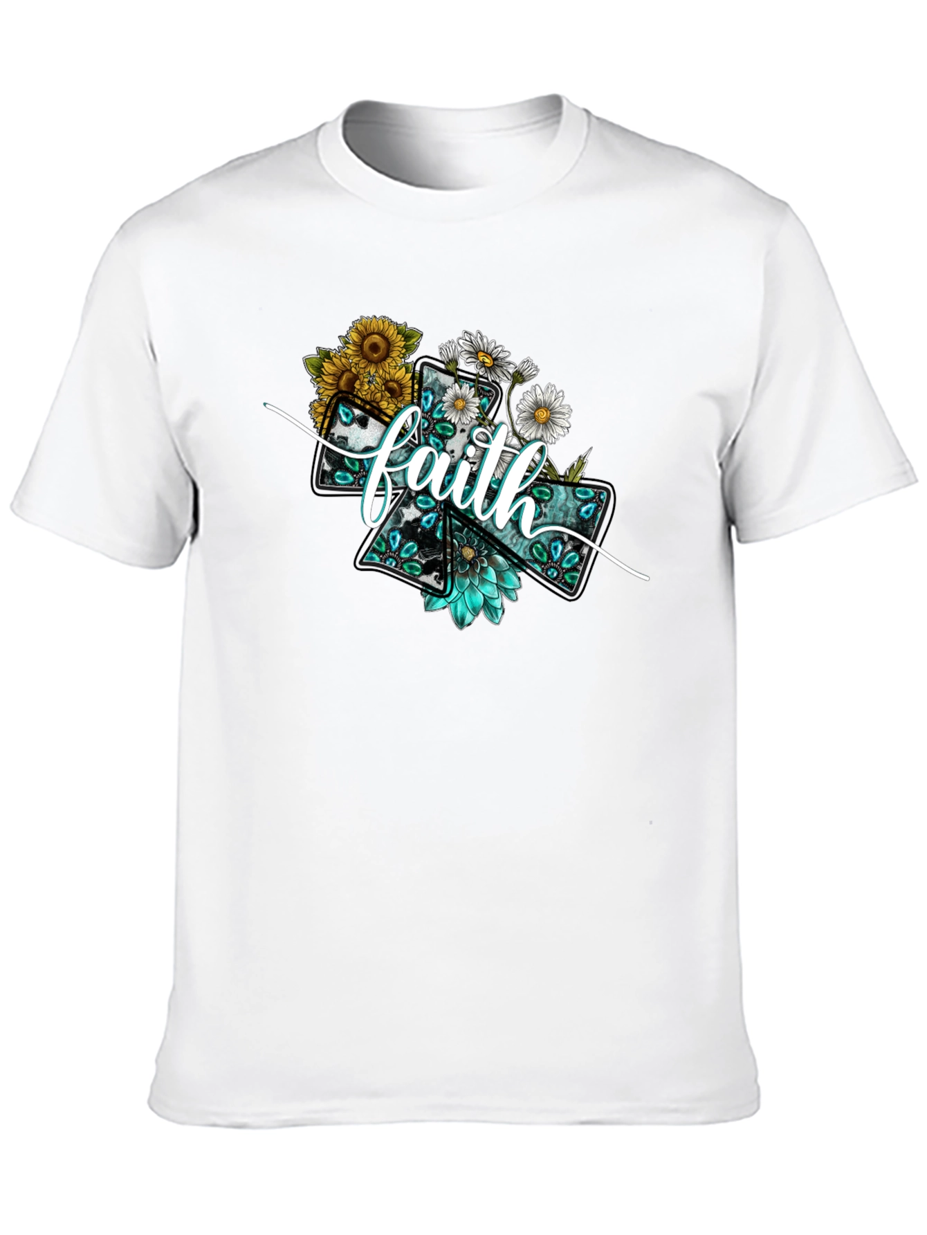 Faith Floral Cross Graphic T-Shirt
