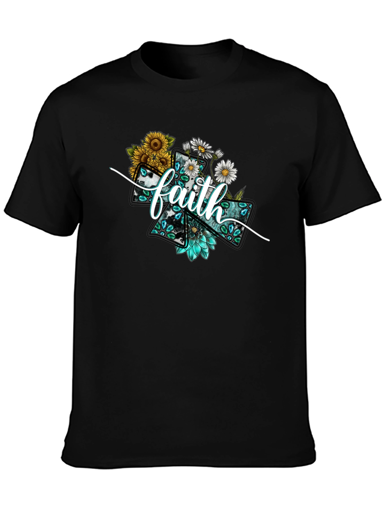 Faith Floral Cross Graphic T-Shirt