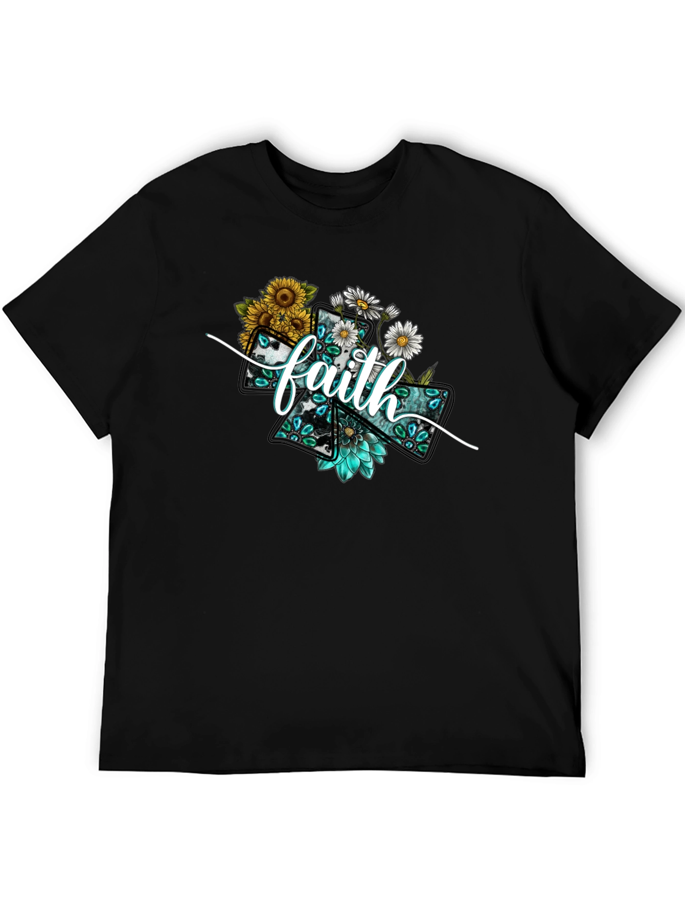 Faith Floral Cross Graphic T-Shirt