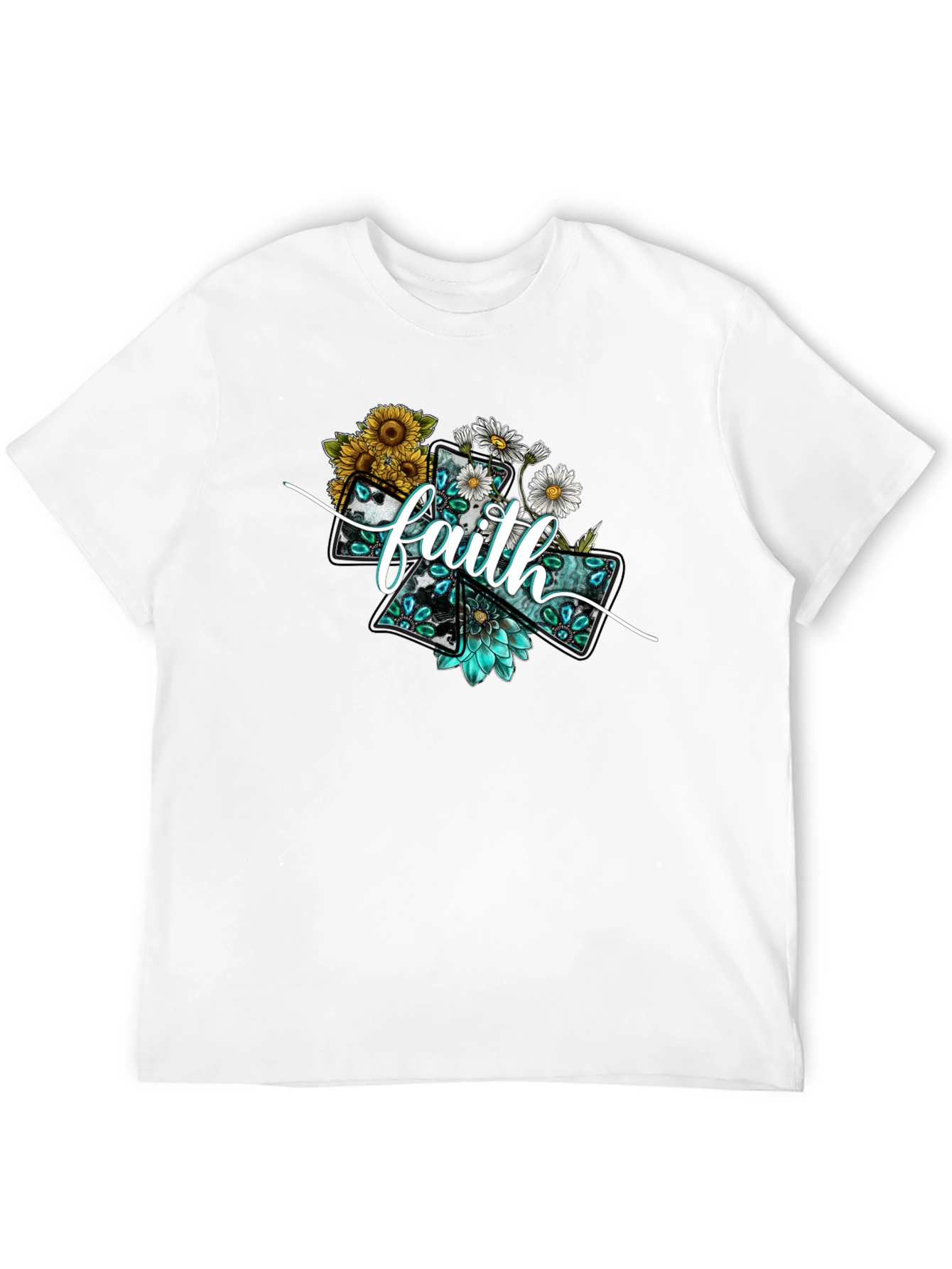 Faith Floral Cross Graphic T-Shirt