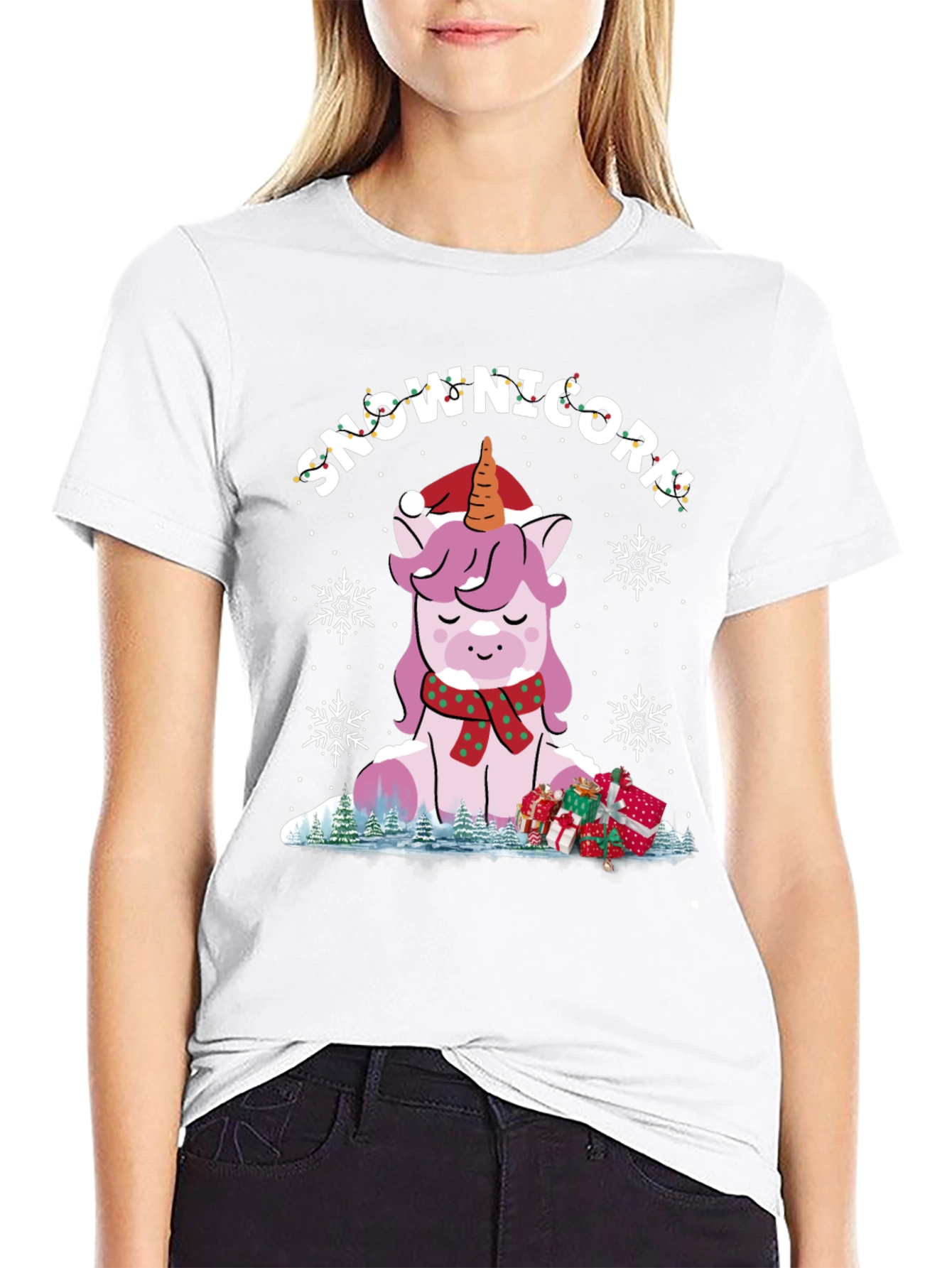 Snow-nicorn Christmas Graphic T-Shirt