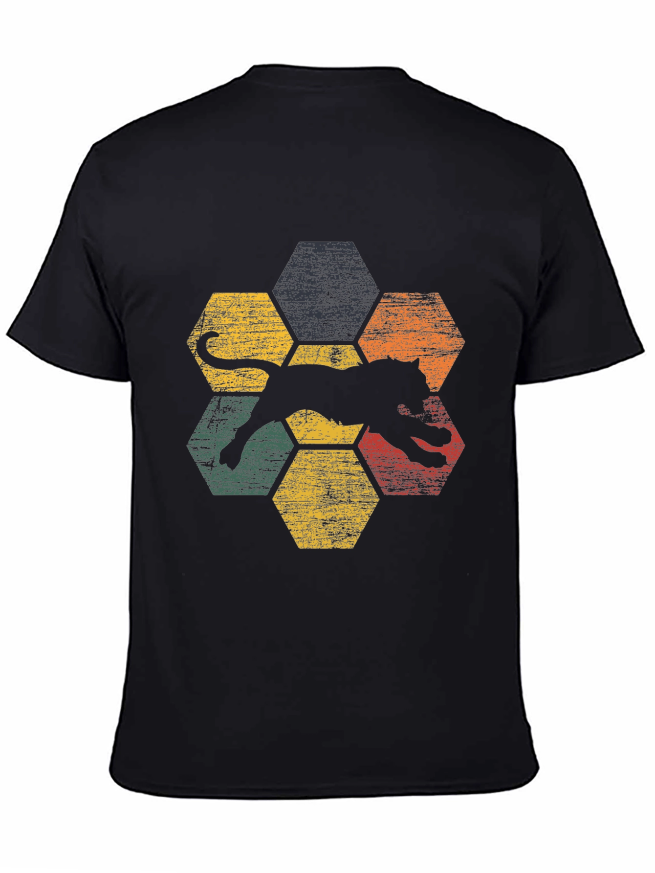 Retro Jaguar Hexagon Graphic T-Shirt