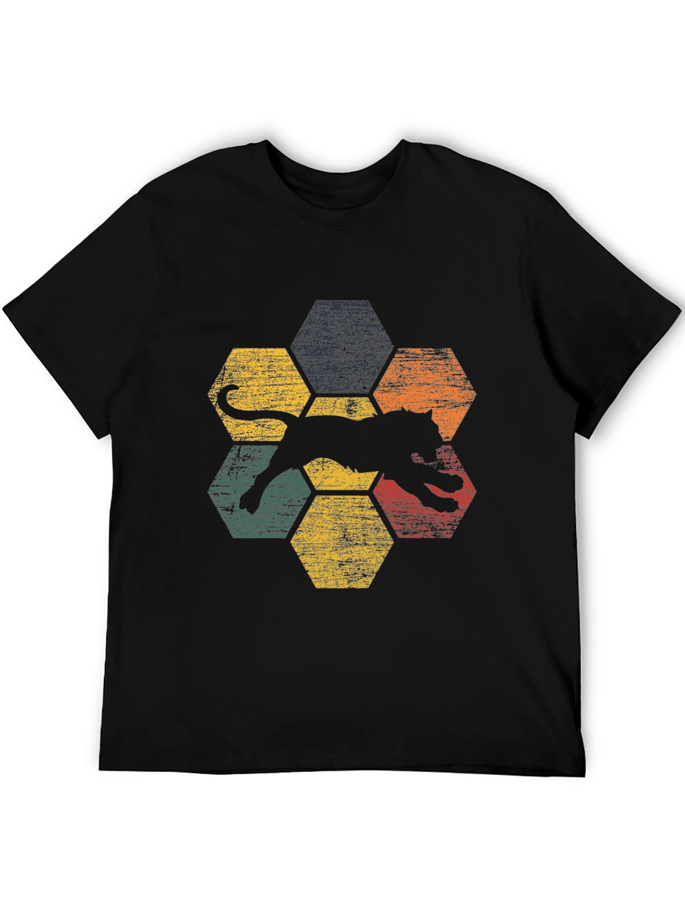 Retro Jaguar Hexagon Graphic T-Shirt