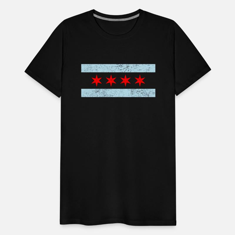 Sweet Chicago Flag Red Six Pointed Stars