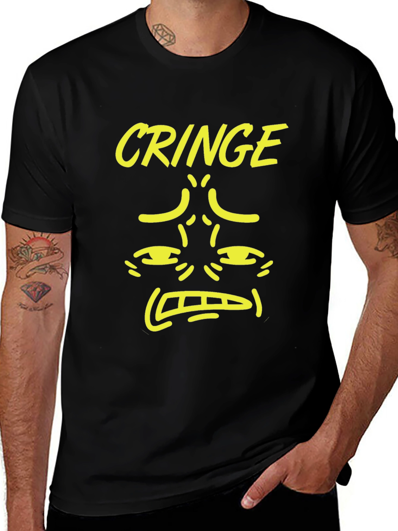 Cringe Graphic Tee - Black Humor Novelty T-Shirt