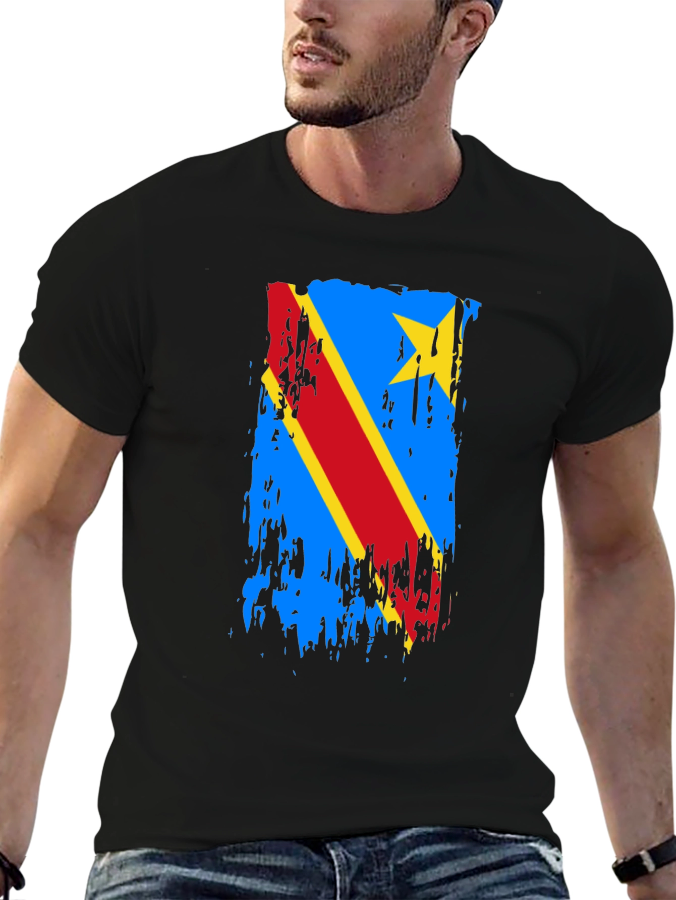 Distressed Democratic Republic of Congo Flag T-Shirt