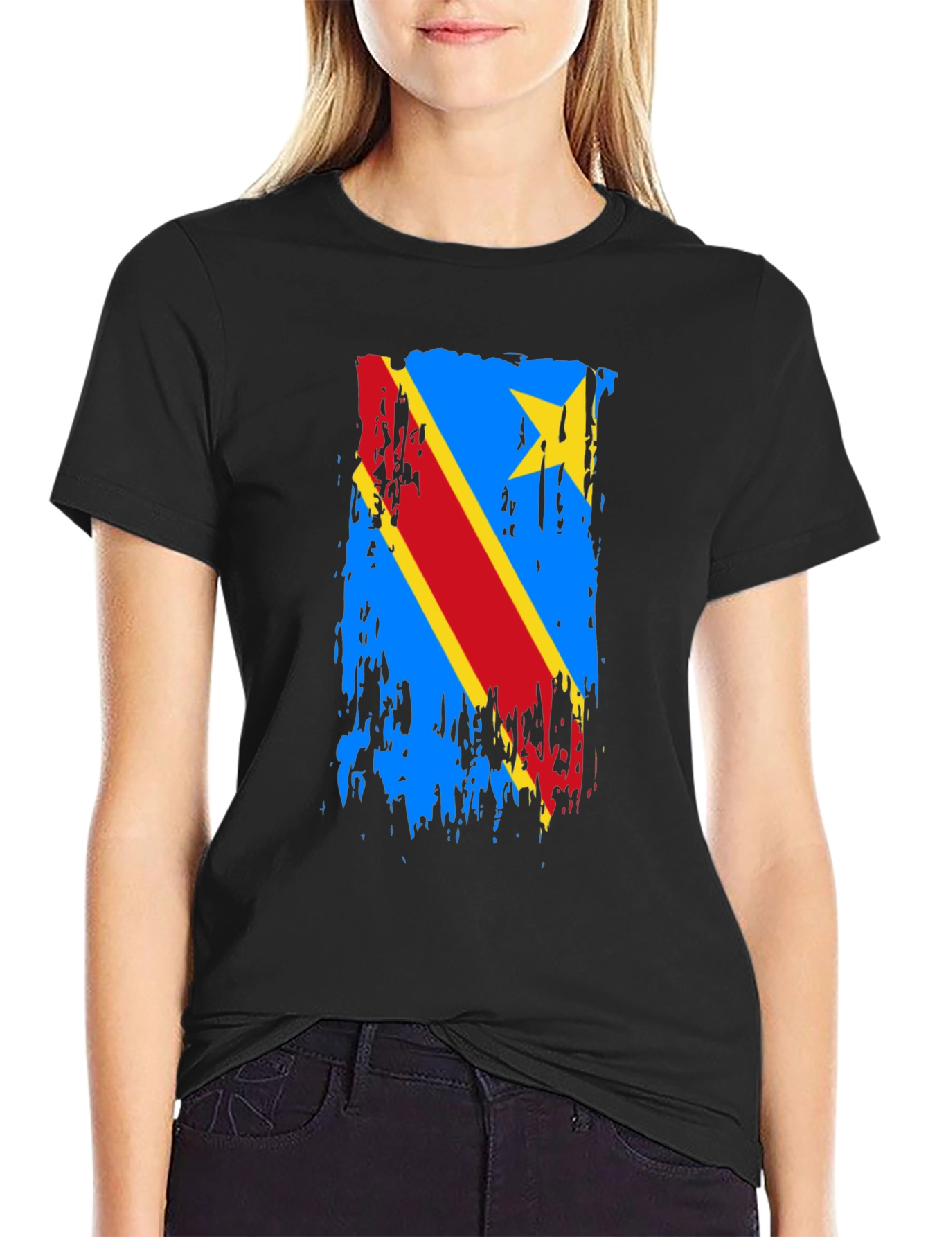 Distressed Democratic Republic of Congo Flag T-Shirt