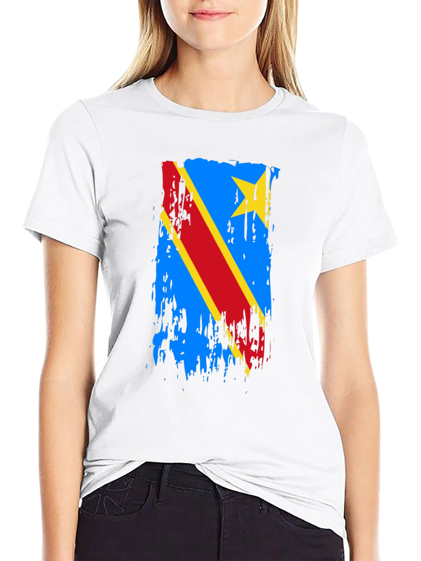 Distressed Democratic Republic of Congo Flag T-Shirt
