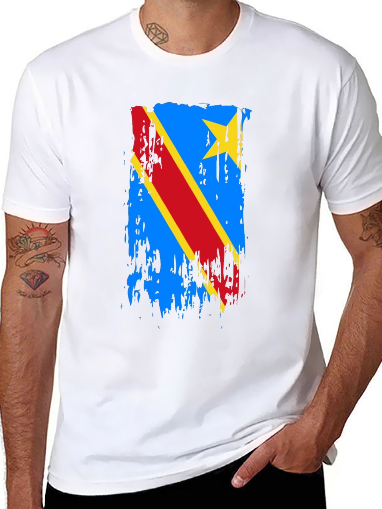 Distressed Democratic Republic of Congo Flag T-Shirt