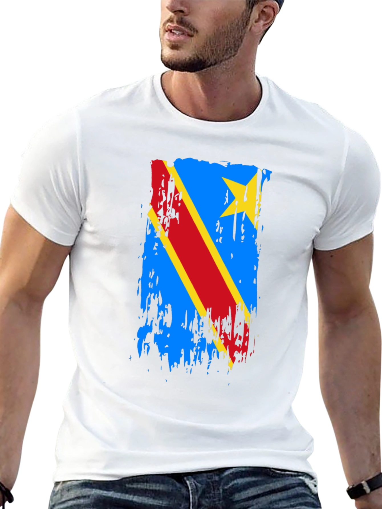 Distressed Democratic Republic of Congo Flag T-Shirt