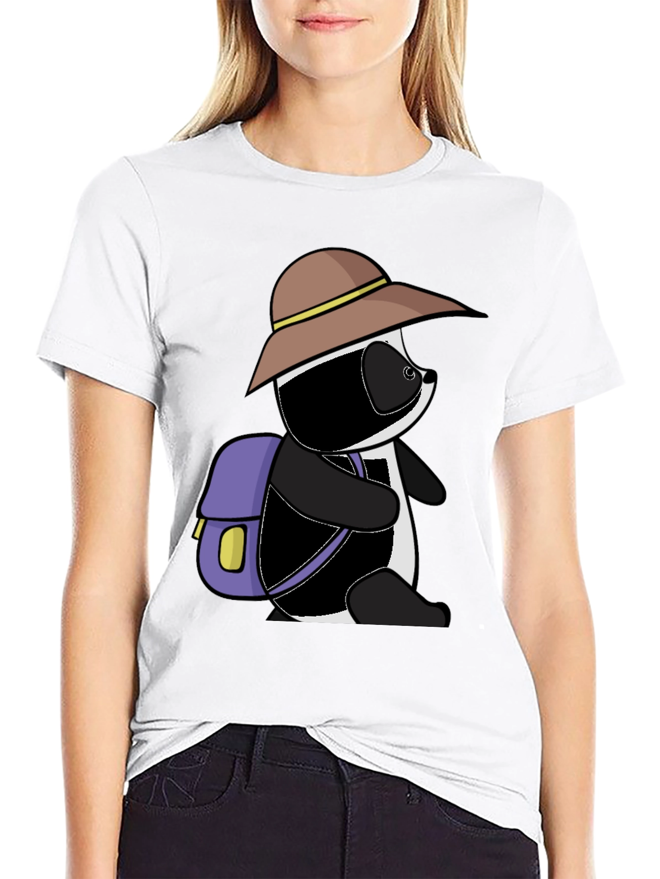 Cartoon Panda Bear Hiking T-Shirt