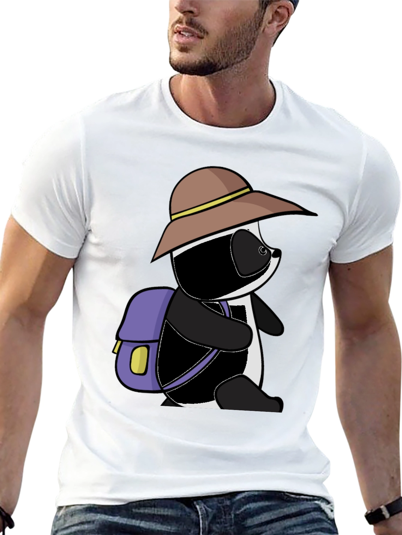 Cartoon Panda Bear Hiking T-Shirt