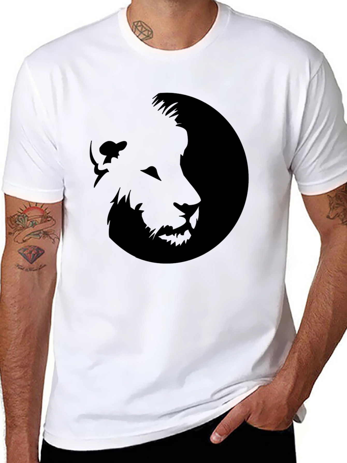 Lion Graphic Tee - Bold Black Cotton T-Shirt