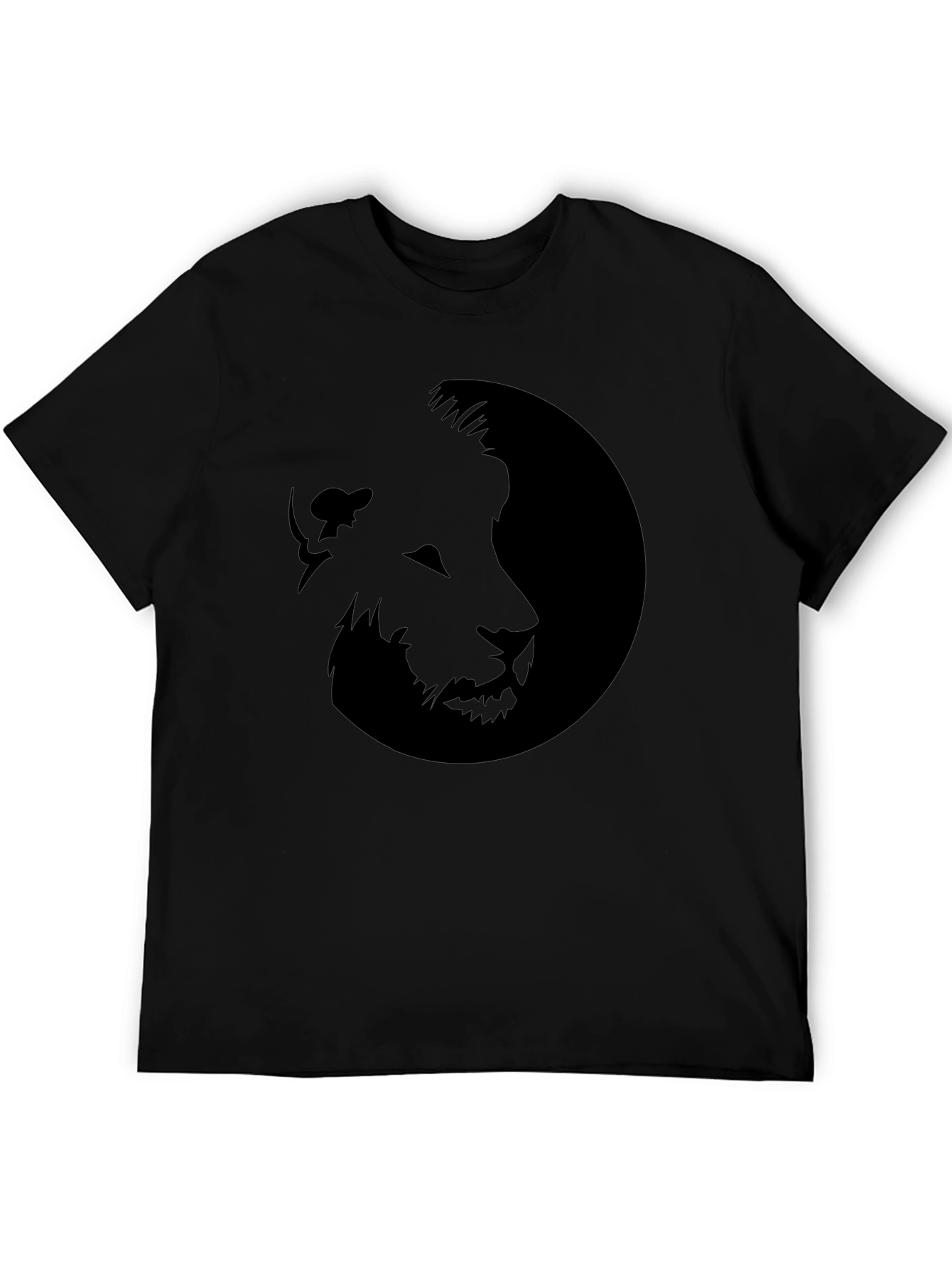 Lion Graphic Tee - Bold Black Cotton T-Shirt