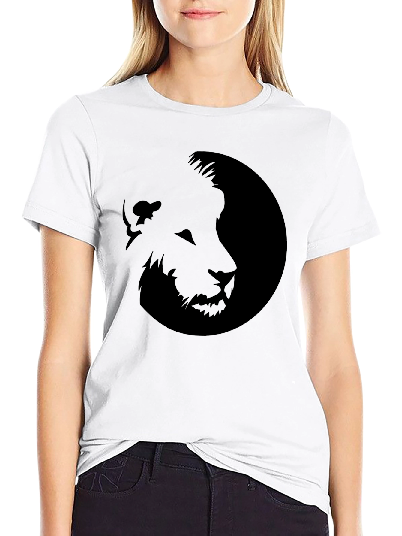 Lion Graphic Tee - Bold Black Cotton T-Shirt