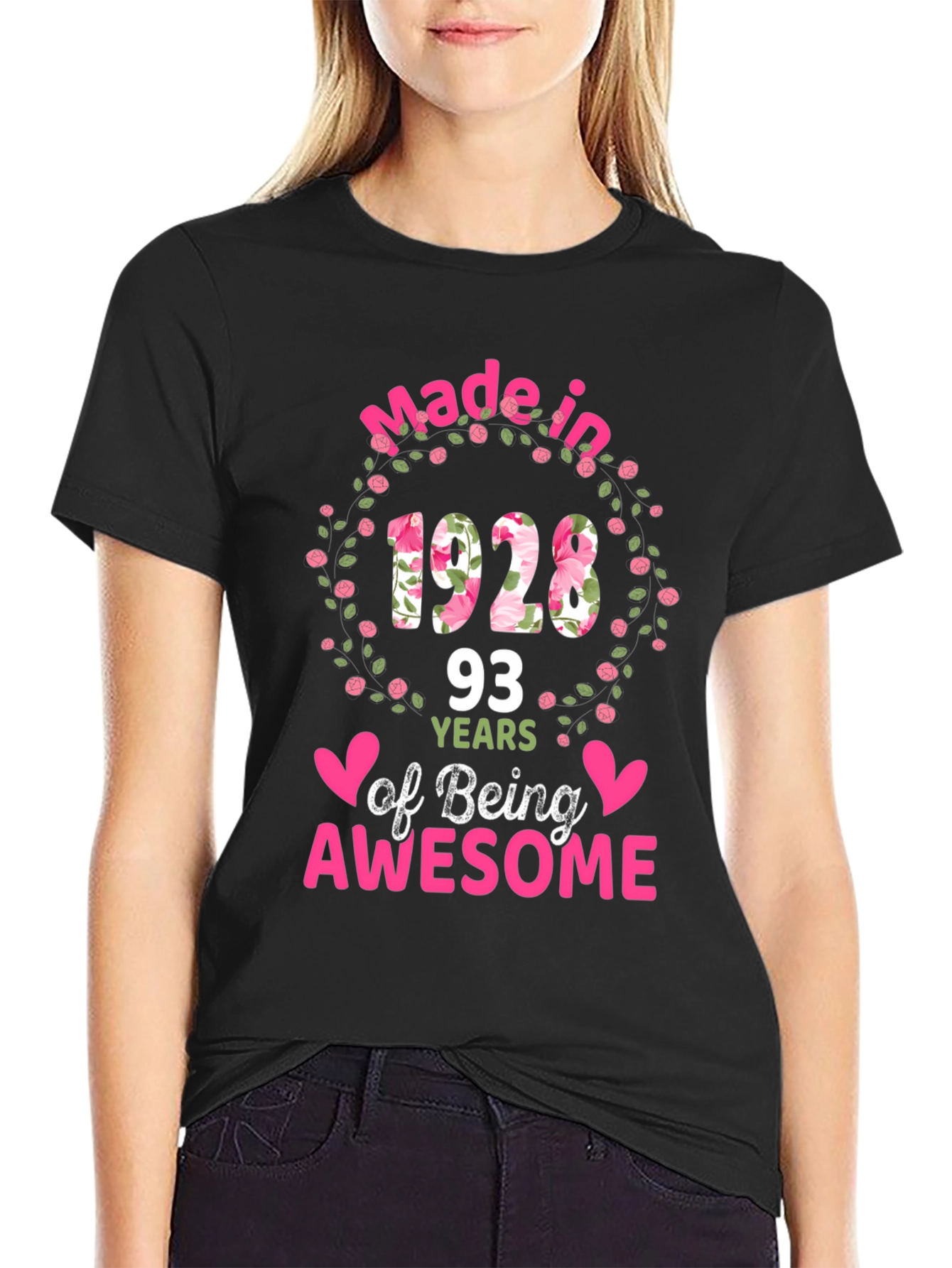 Made in 1928 Floral Birthday T-Shirt