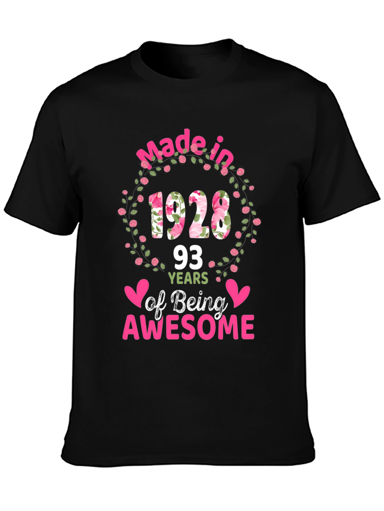 Made in 1928 Floral Birthday T-Shirt