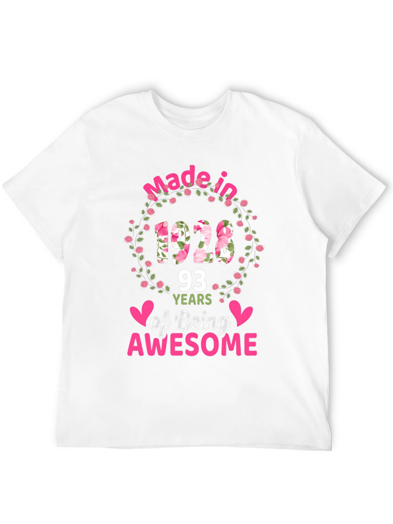 Made in 1928 Floral Birthday T-Shirt