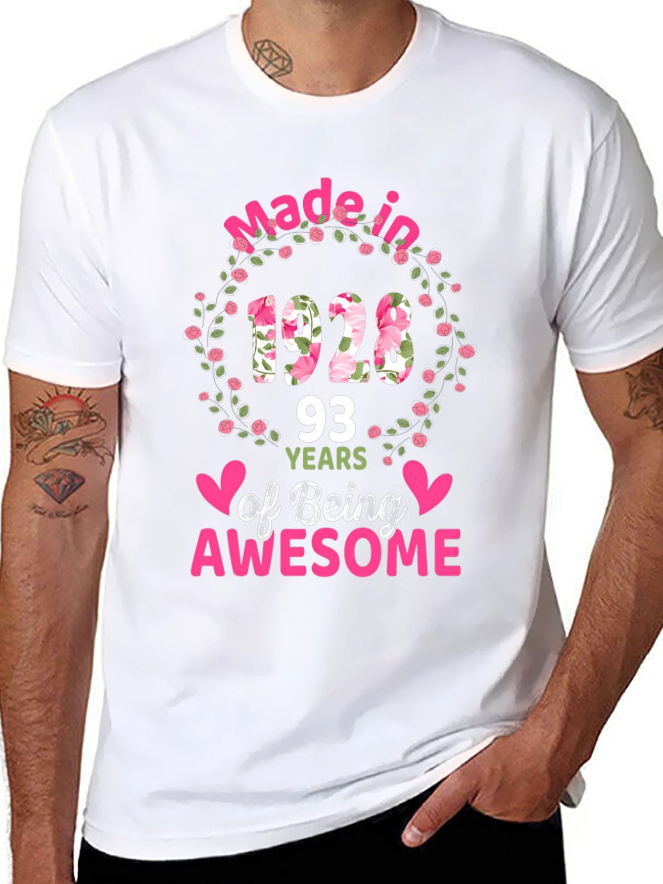 Made in 1928 Floral Birthday T-Shirt