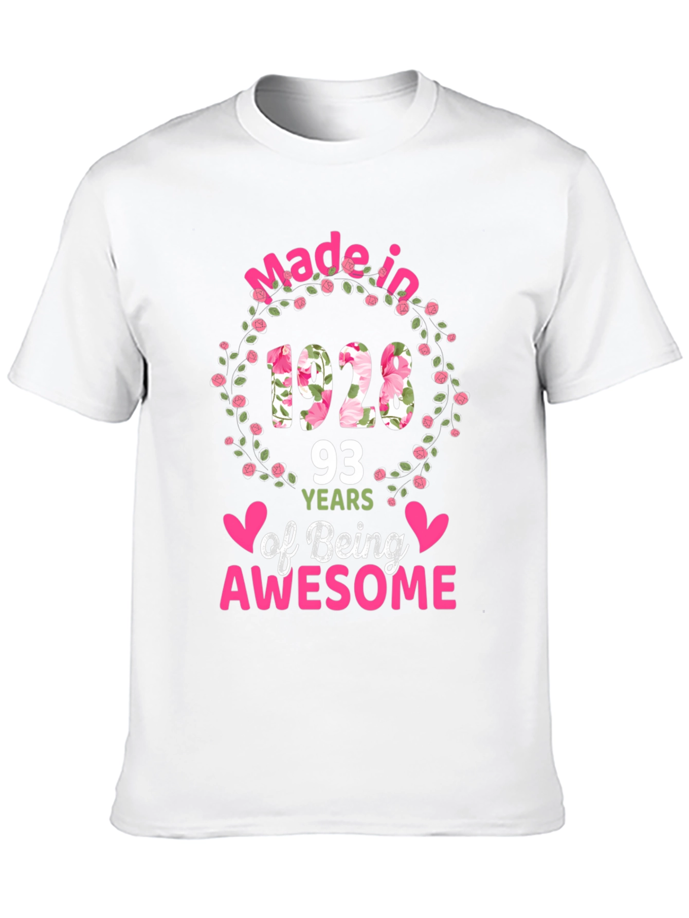 Made in 1928 Floral Birthday T-Shirt