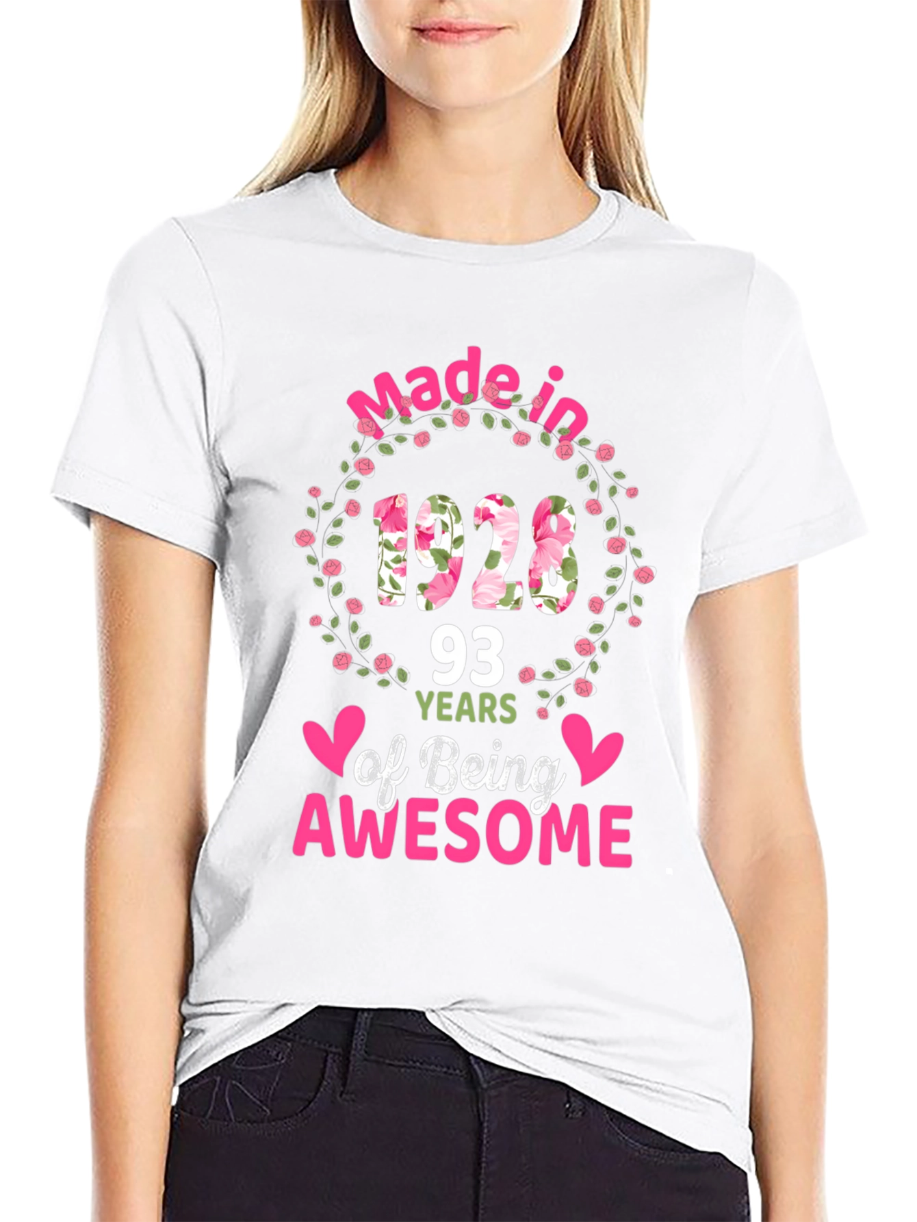 Made in 1928 Floral Birthday T-Shirt
