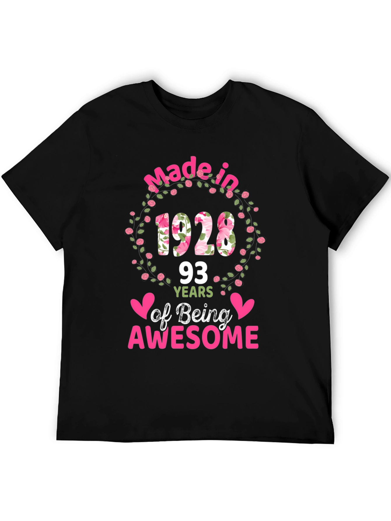 Made in 1928 Floral Birthday T-Shirt