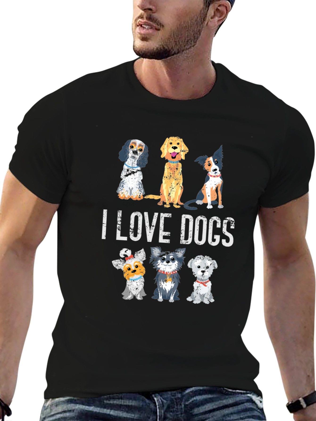 I Love Dogs Multi Breed T-Shirt – Cute Dog Lover Tee