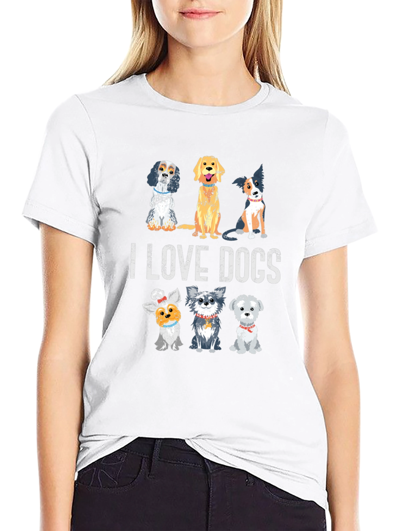I Love Dogs Multi Breed T-Shirt – Cute Dog Lover Tee