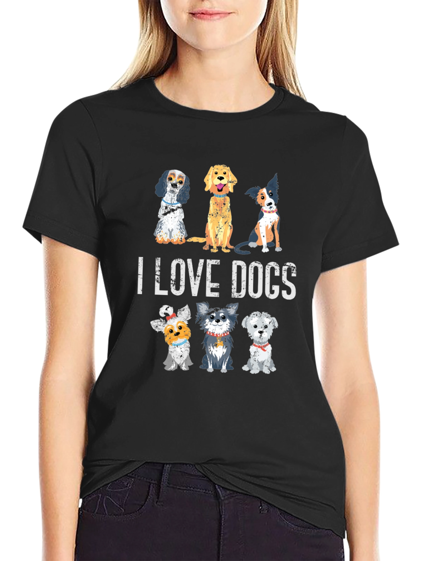 I Love Dogs Multi Breed T-Shirt – Cute Dog Lover Tee