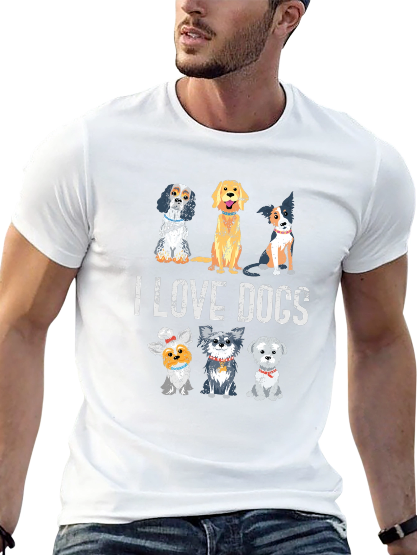 I Love Dogs Multi Breed T-Shirt – Cute Dog Lover Tee