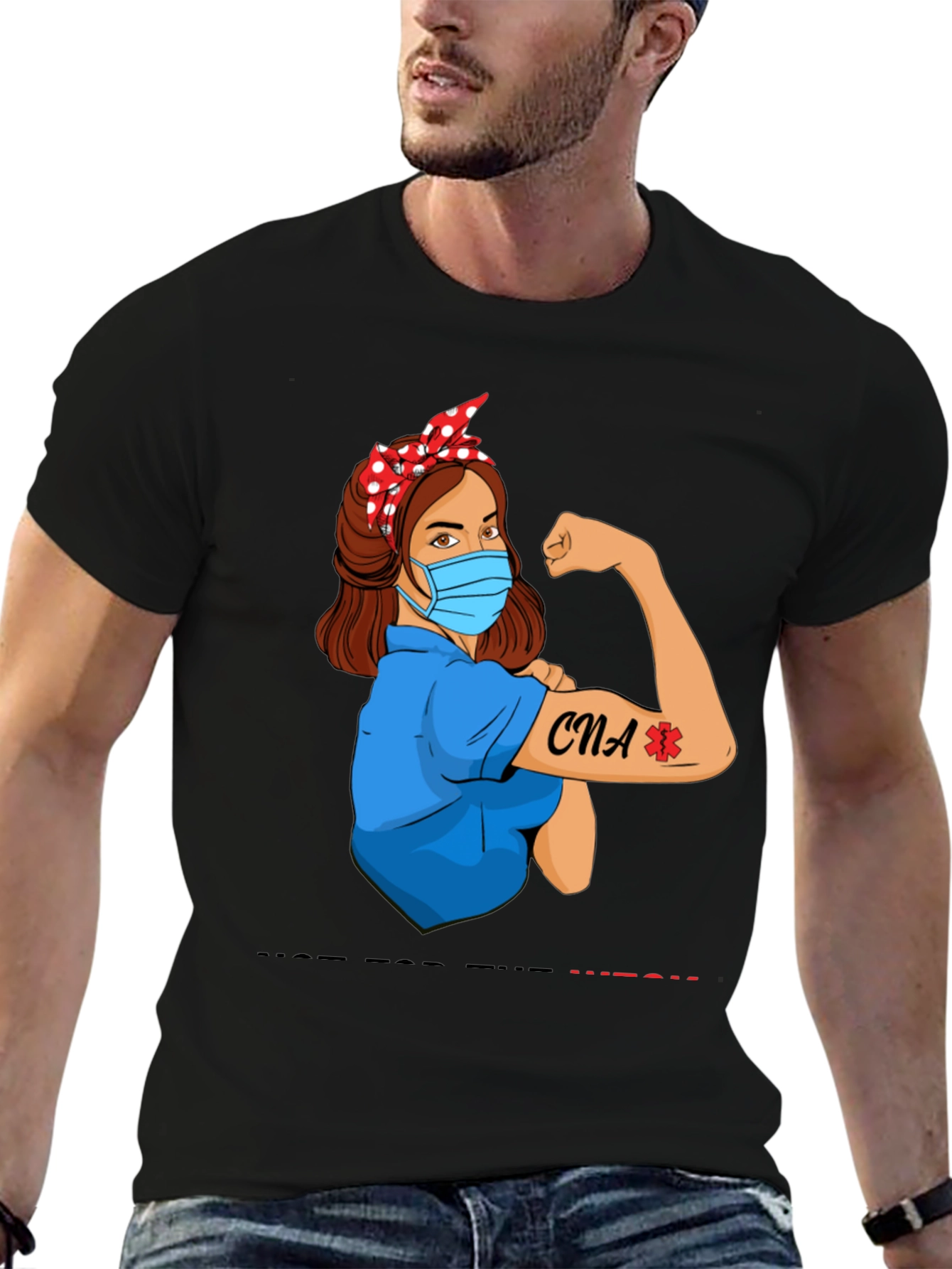 CNA Rosie Riveter Graphic Tee - Black Cotton T-Shirt