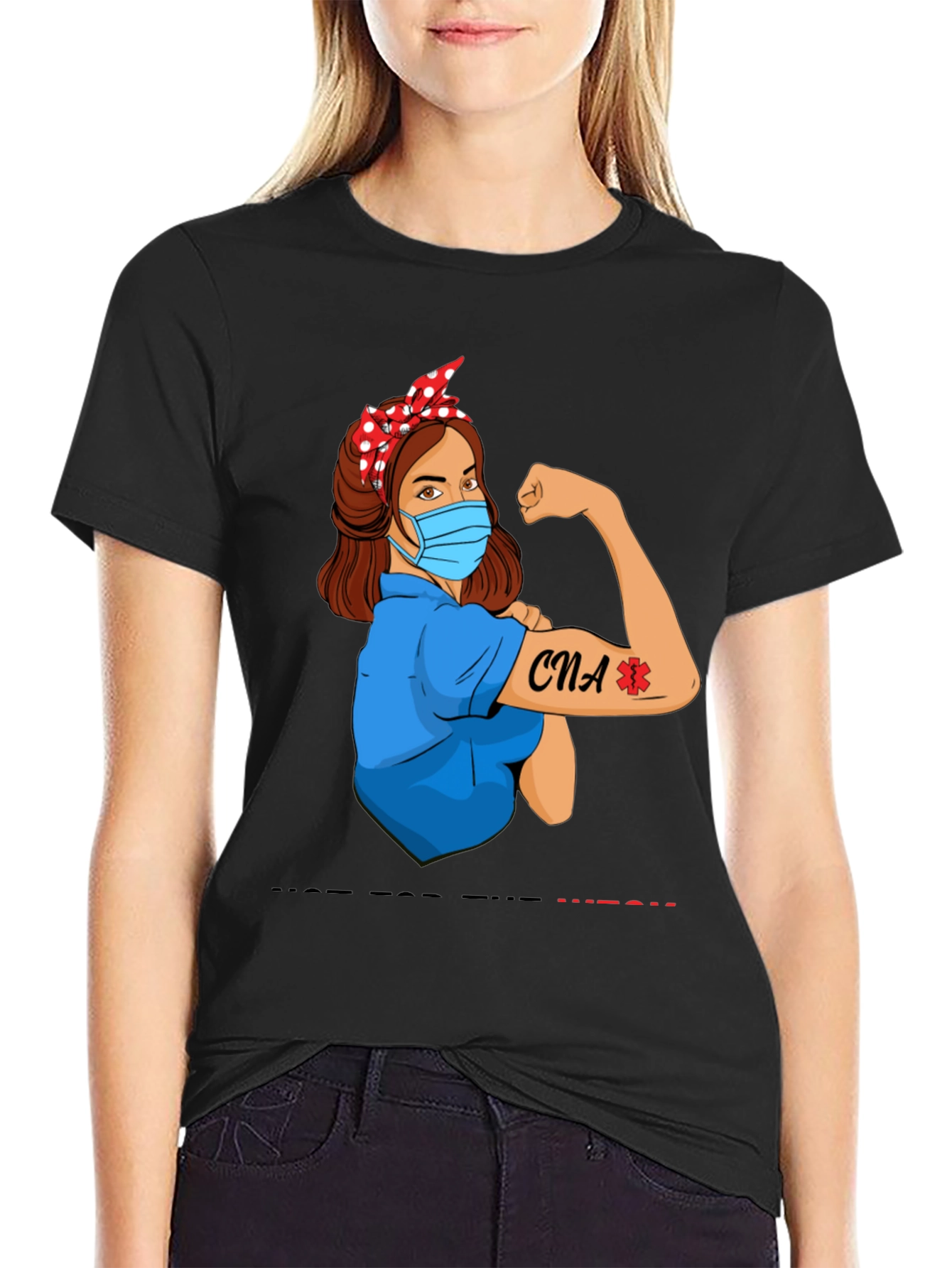 CNA Rosie Riveter Graphic Tee - Black Cotton T-Shirt