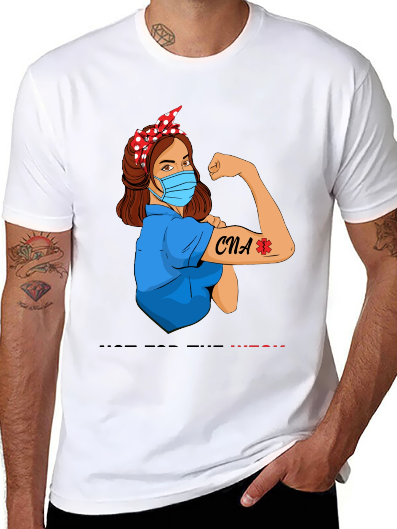 CNA Rosie Riveter Graphic Tee - Black Cotton T-Shirt