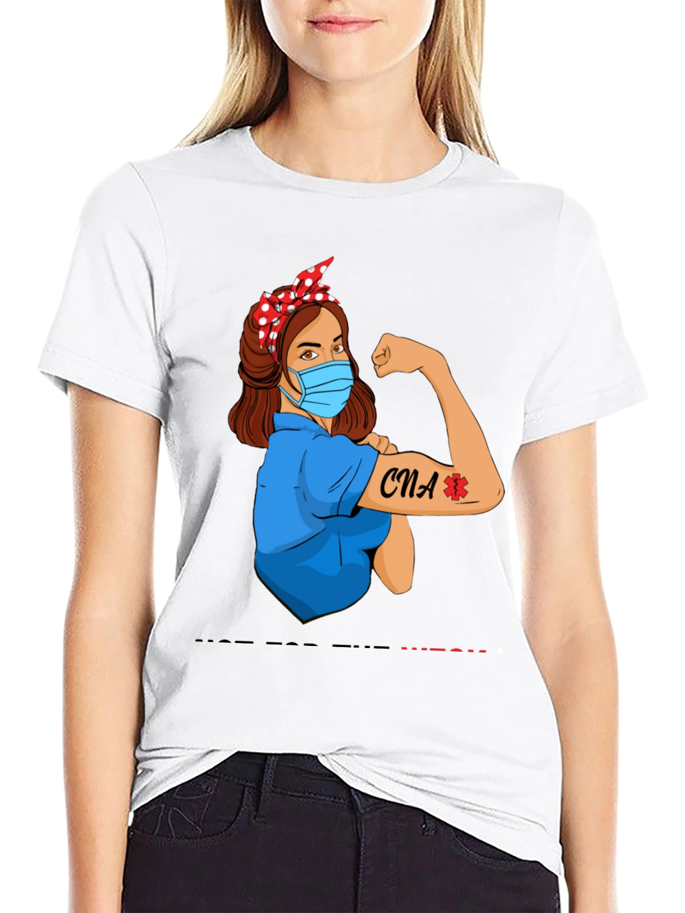 CNA Rosie Riveter Graphic Tee - Black Cotton T-Shirt