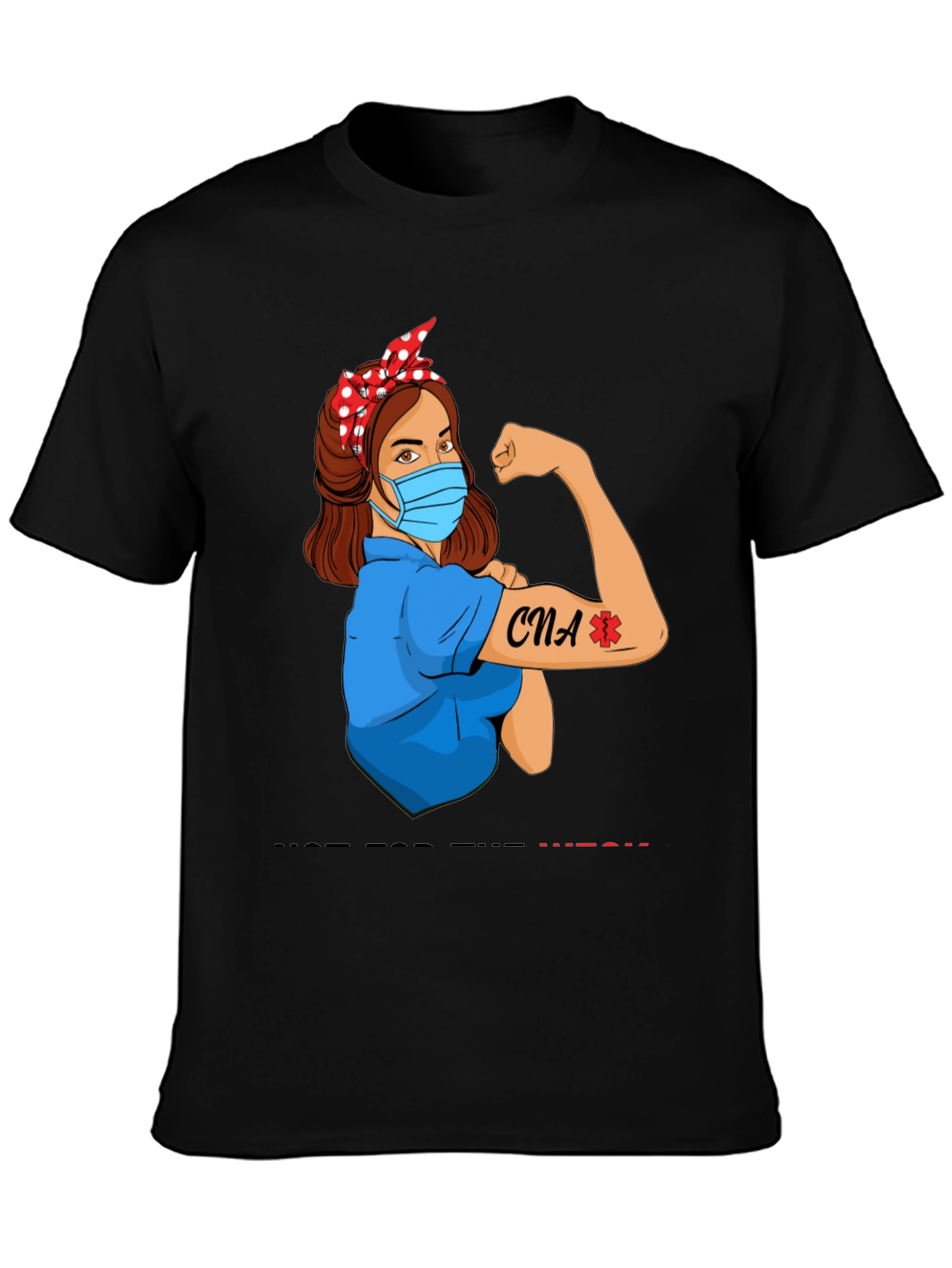 CNA Rosie Riveter Graphic Tee - Black Cotton T-Shirt