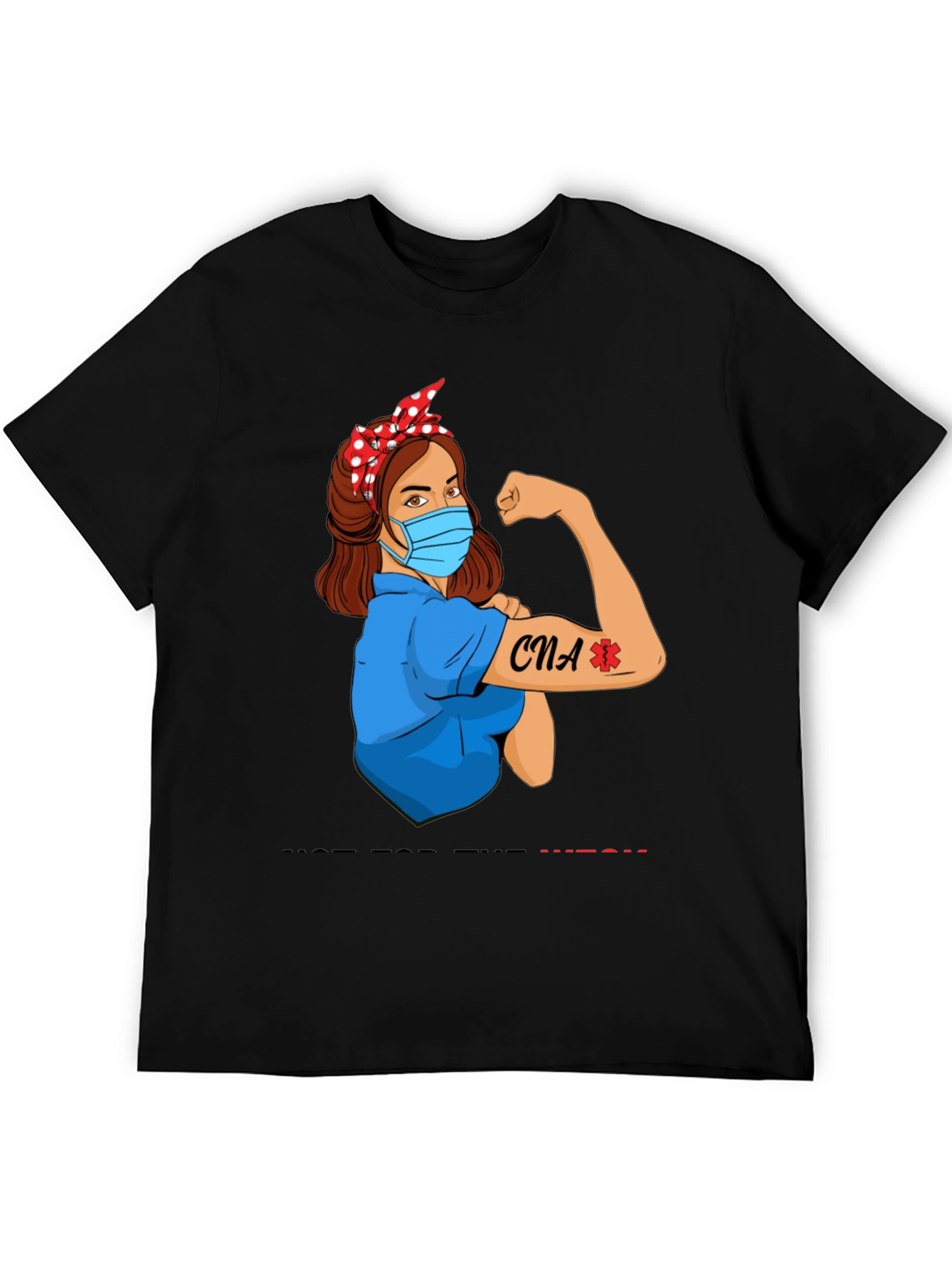 CNA Rosie Riveter Graphic Tee - Black Cotton T-Shirt