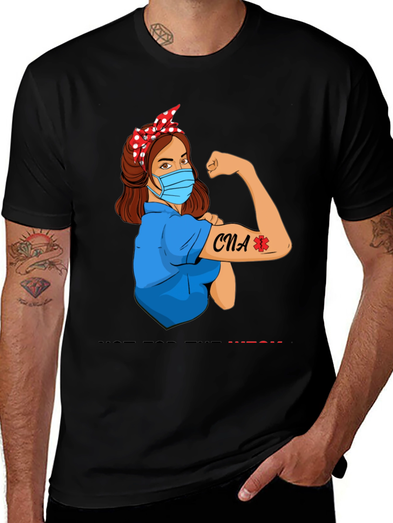 CNA Rosie Riveter Graphic Tee - Black Cotton T-Shirt