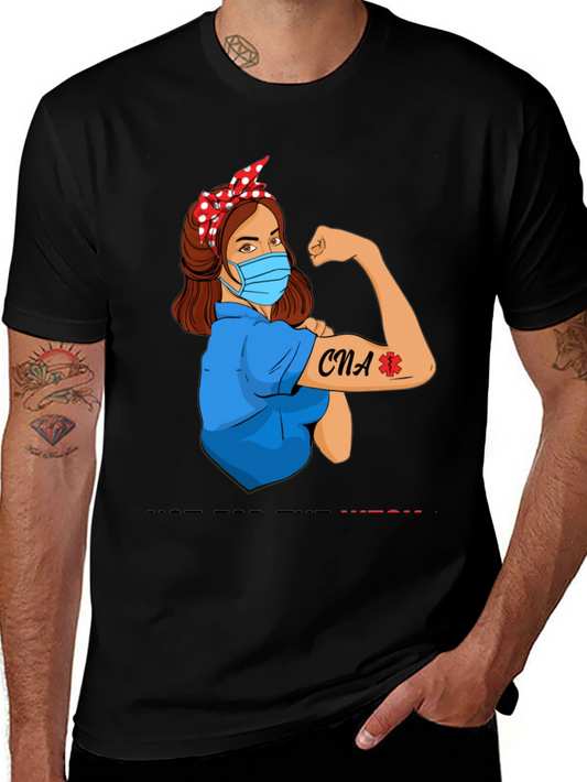 CNA Rosie Riveter Graphic Tee - Black Cotton T-Shirt