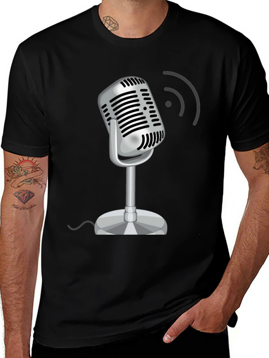 Vintage Microphone Black T-Shirt