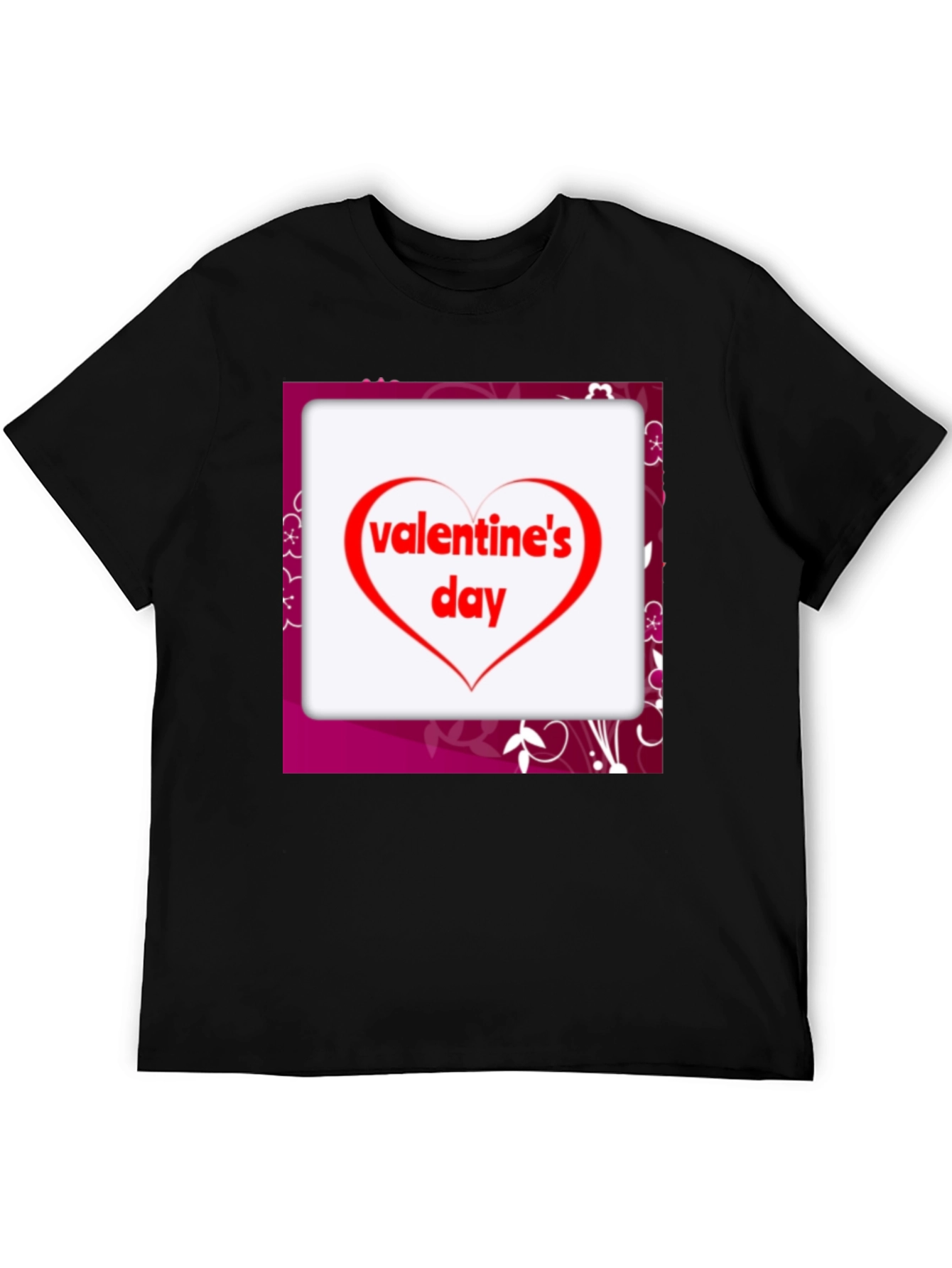 Valentines Day Heart Graphic Tee - Black