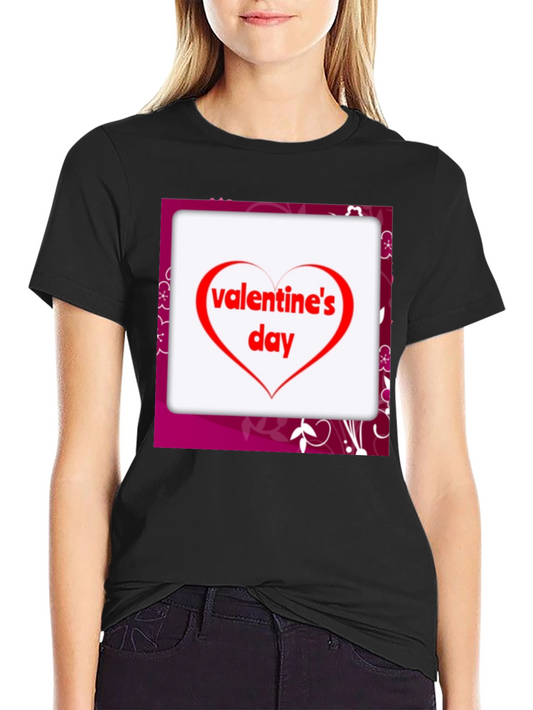 Valentines Day Heart Graphic Tee - Black