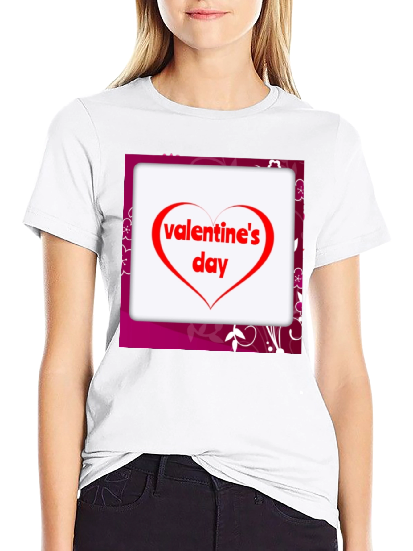 Valentines Day Heart Graphic Tee - Black