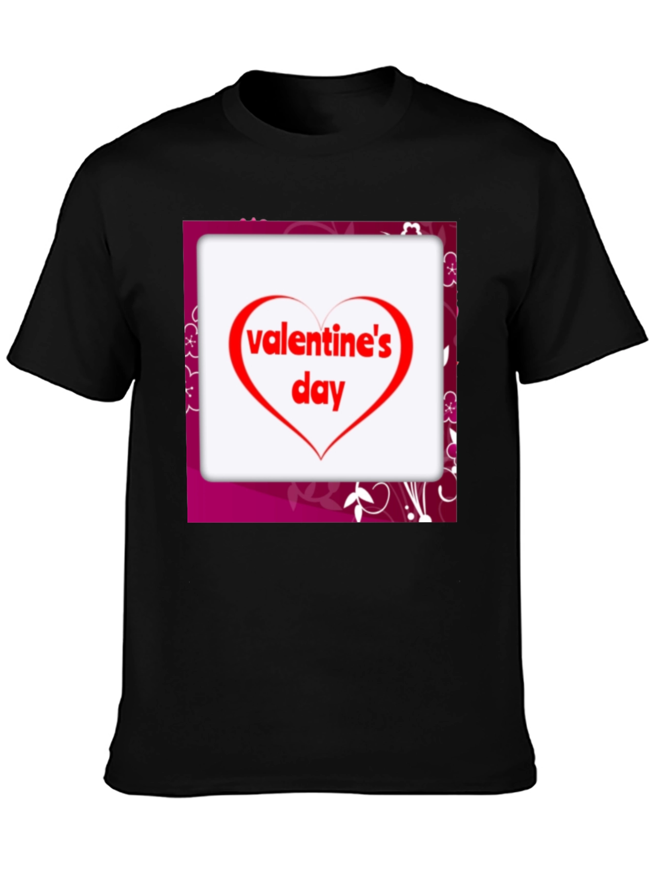 Valentines Day Heart Graphic Tee - Black