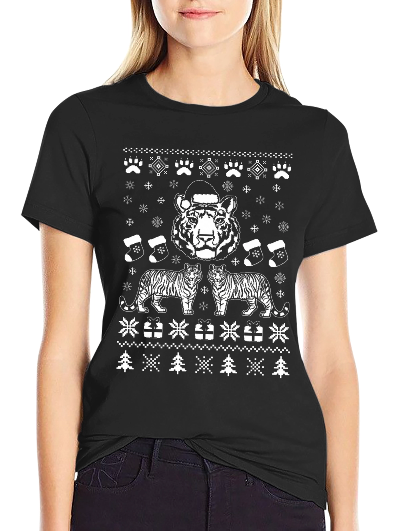 Festive Tiger Christmas Sweater T-Shirt