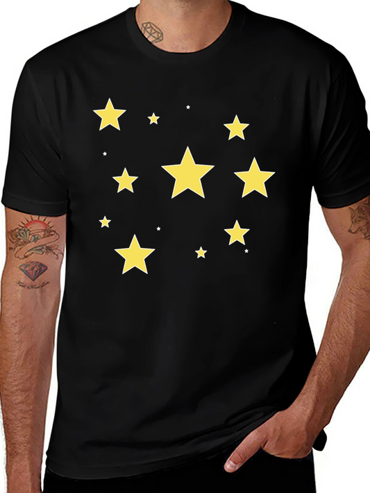 Starry Night T-Shirt - Black Cotton Crew Neck