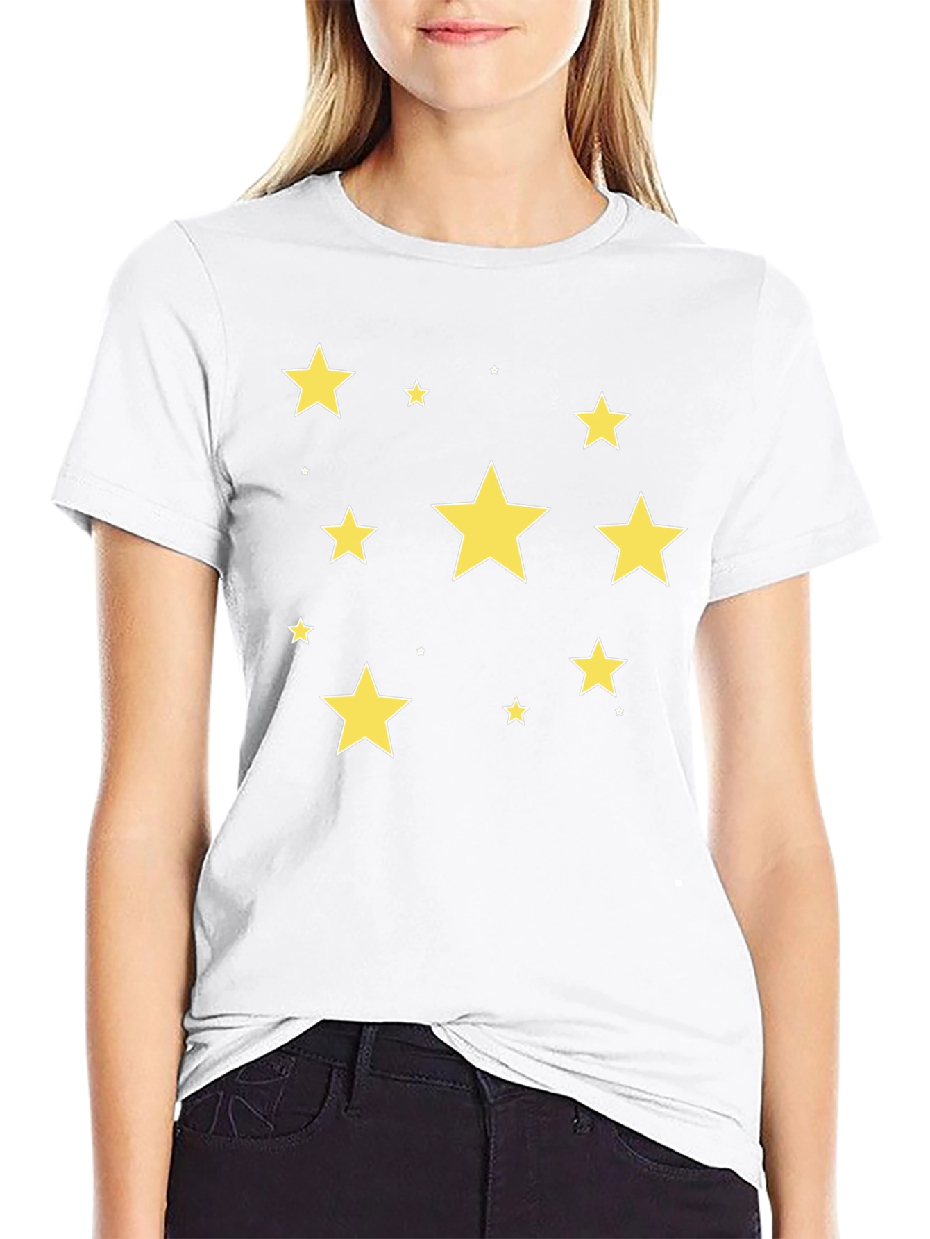 Starry Night T-Shirt - Black Cotton Crew Neck