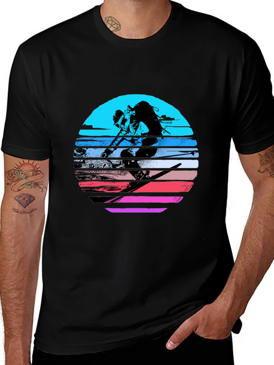 Retro Skiing T-Shirt - Vintage Sunset Design