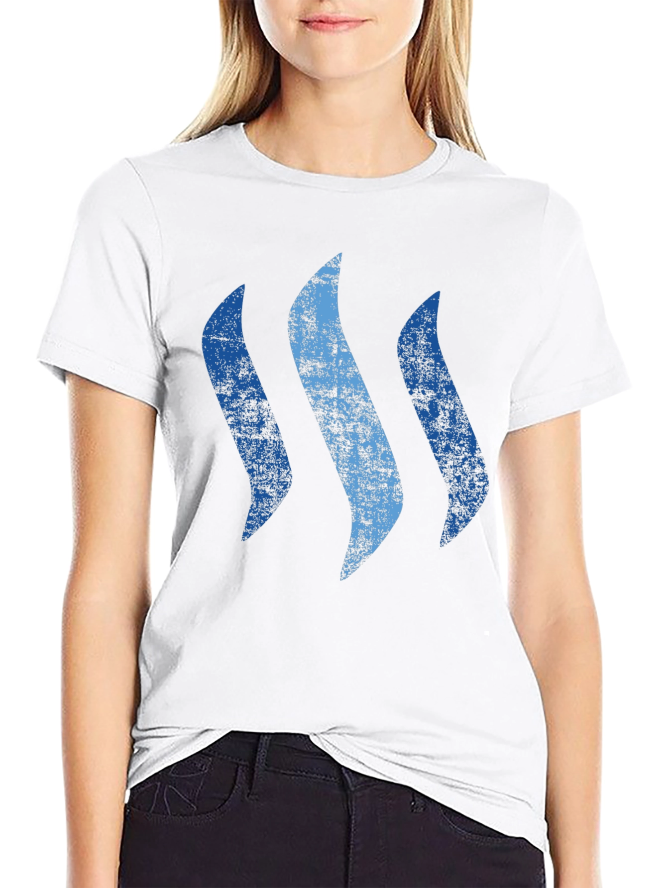 Mens Black T-Shirt with Abstract Blue Graphic