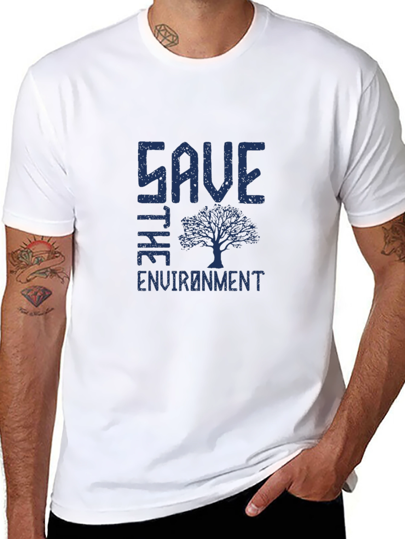 Save the Environment Tree Graphic T-Shirt - Black